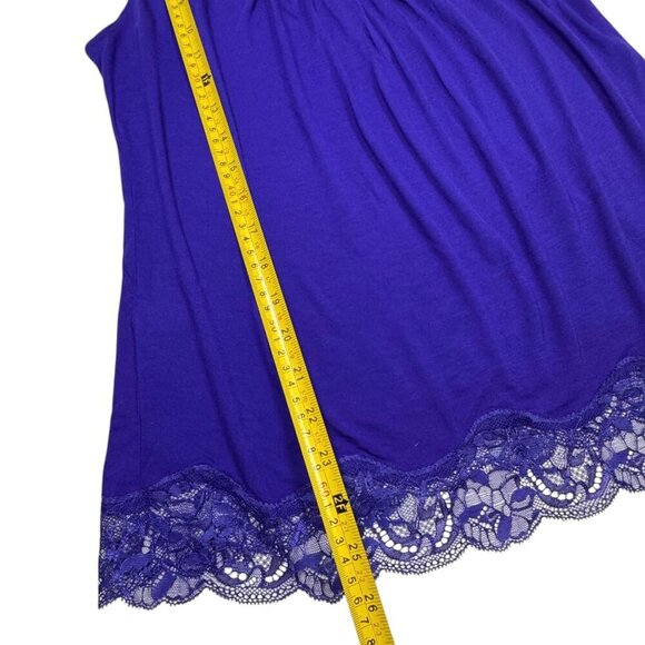 VTG Y2K Express Tank Top Sz.M Purple Lace Trim Scoop Neck - Picture 6 of 9